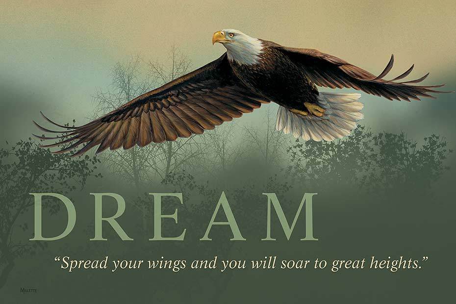 Dream—Eagle Wood Sign 12" x 18" Motivational Sign - Wild Wings