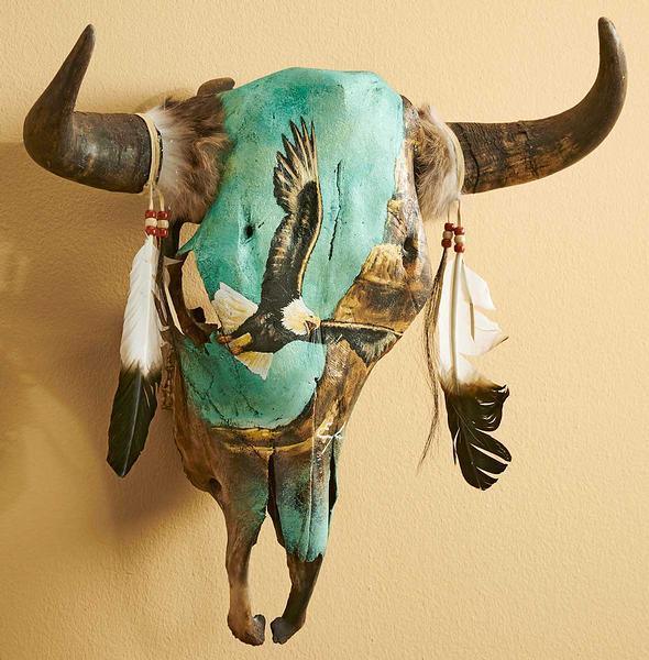 Eagle Design Cow Skull - Wild Wings