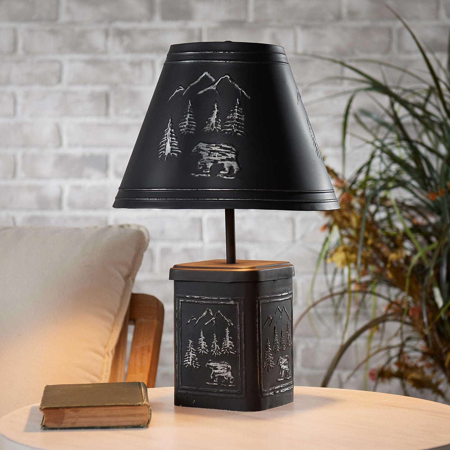Embossed Metal Black Bear Table Lamp - Wild Wings