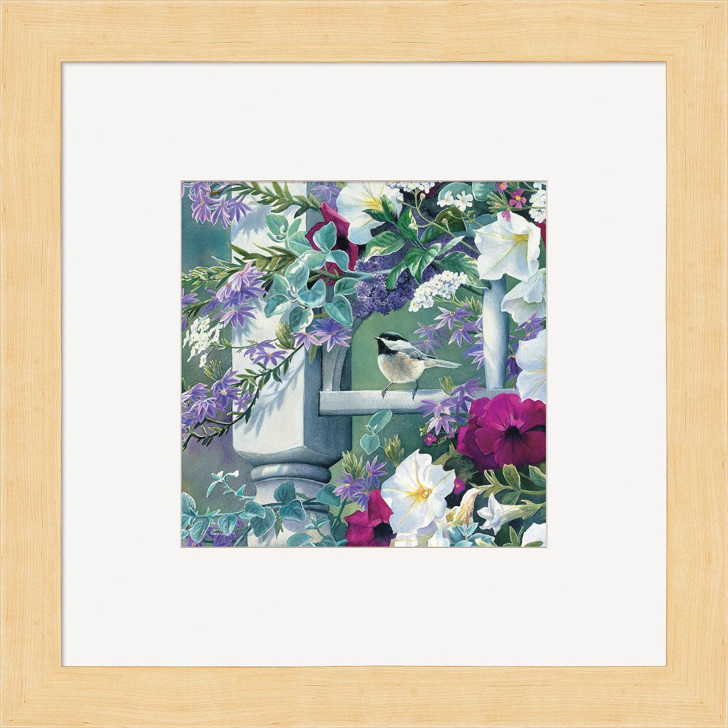 Vintage Garden—Chickadees Contempo Square - Wild Wings