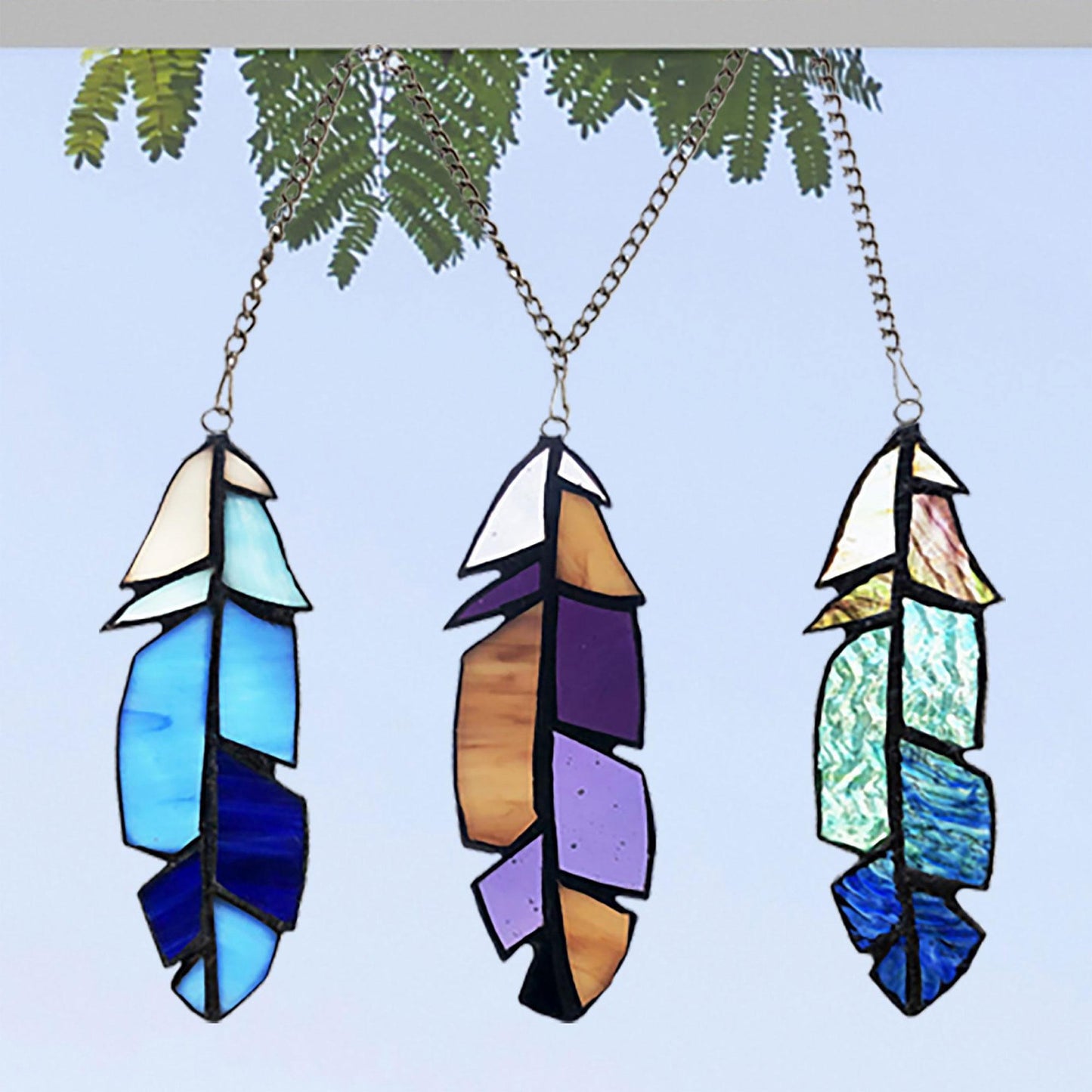 Feathers on the Breeze Stained Glass - Wild Wings