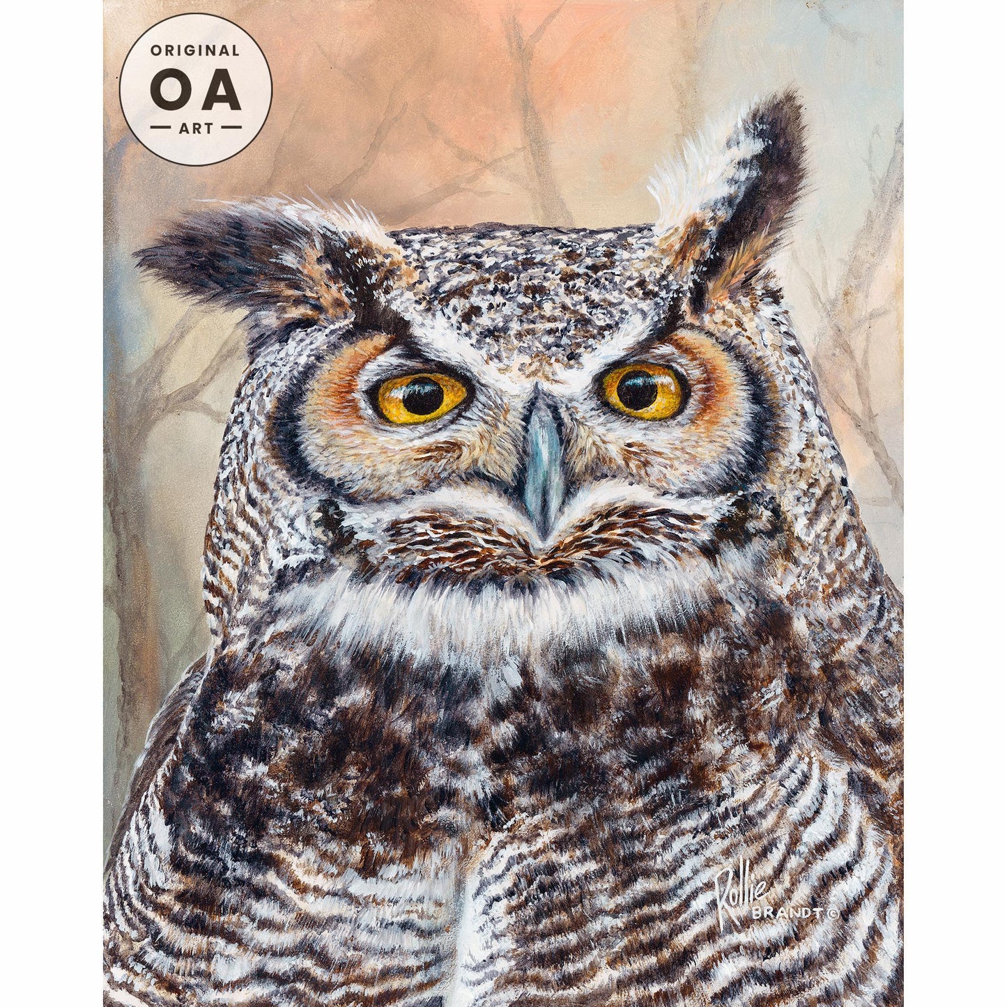 Great Horned Papa Original Acrylic Painting - Wild Wings