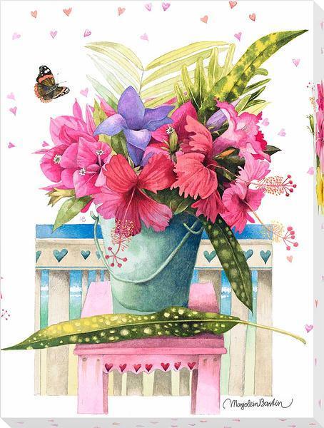 Happy Hibiscus Wrapped Canvas - Wild Wings