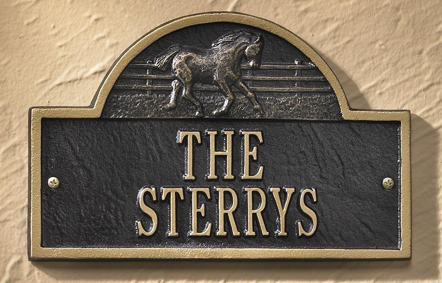 Bronze & Gold Horse Address Plaque - Wild Wings