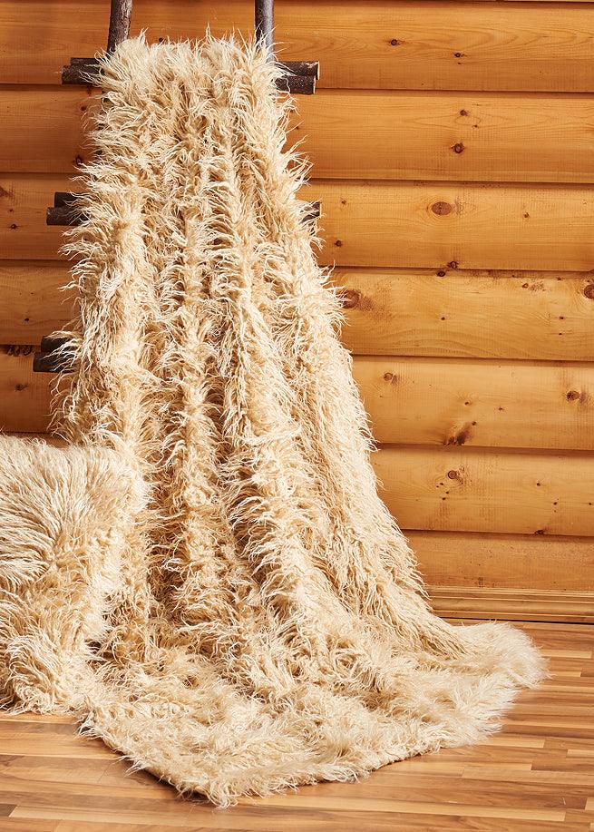 Mongolian Faux Yak Fur Throw - Wild Wings