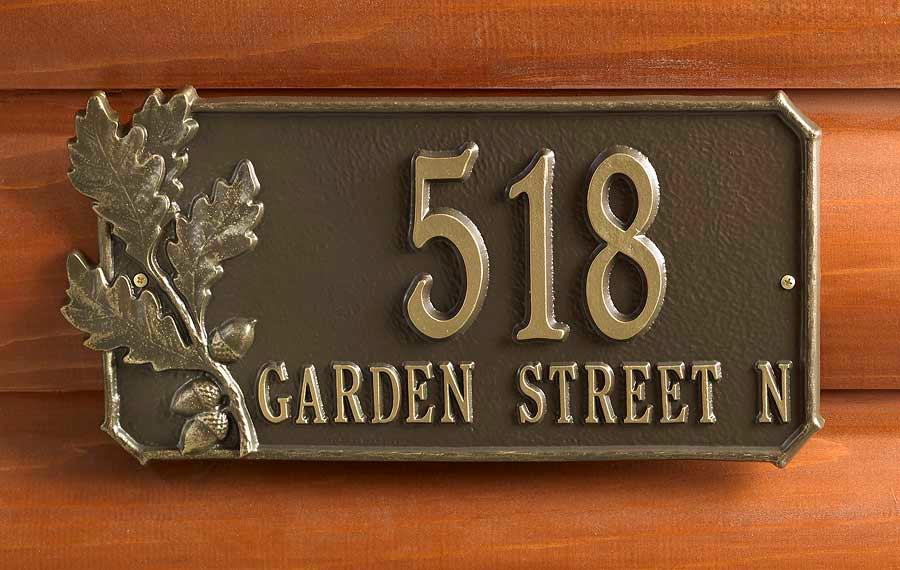 Oak Leaves Address Plaque - Wild Wings