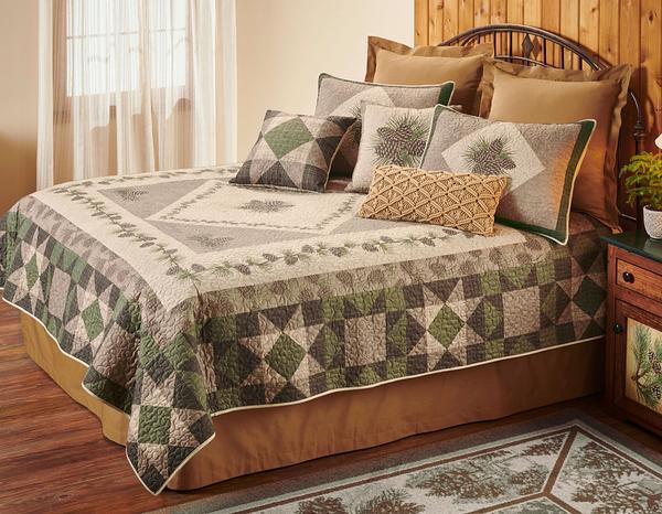 Patchwork Pinecones Bedding Set (Queen) - Wild Wings