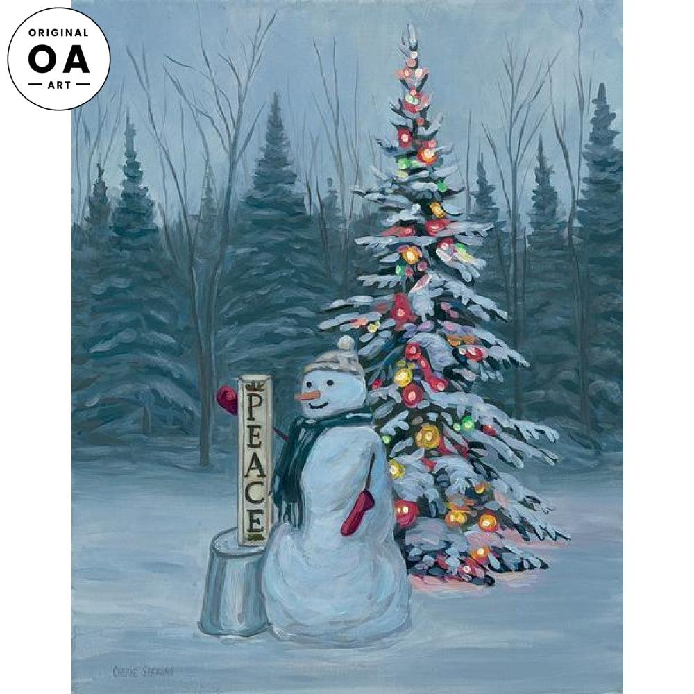 Peaceful Snowman Original Acrylic Painting - Wild Wings