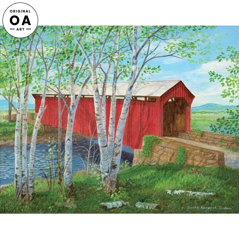 Running Bear—Covered Bridge Original Acrylic Painting - Wild Wings