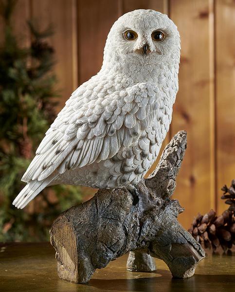 Perched Snowy Owl Sculpture from Wild Wings