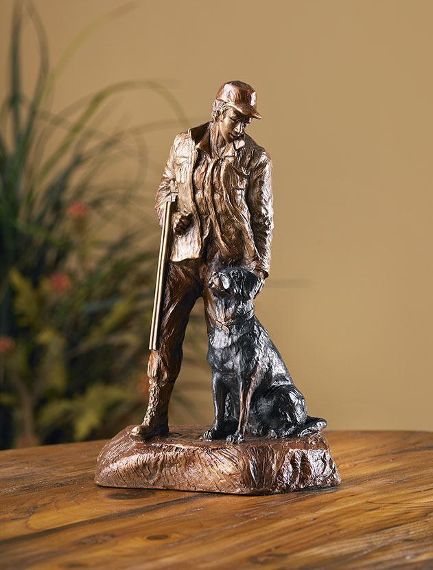 Sunrise—Hunter and Black Lab Sculpture - Wild Wings