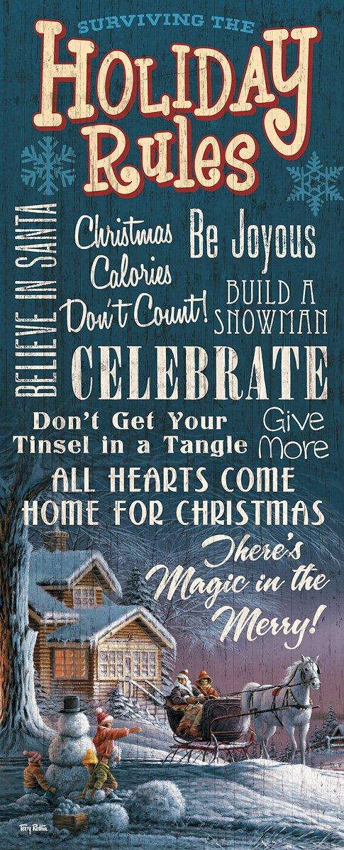 Surviving the Holiday Rules 12" x 30" Wood Sign - Wild Wings