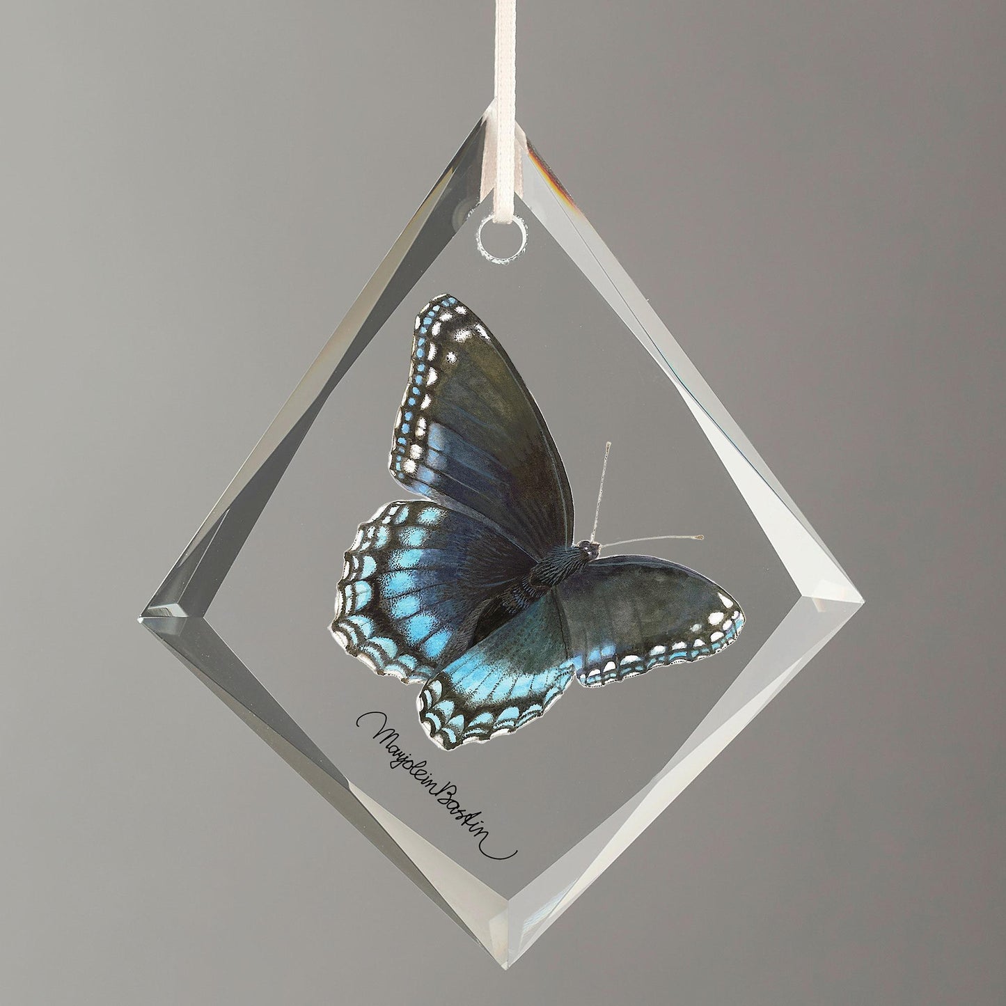Red-spotted Purple Butterfly Tear Drop Glass Ornament - Wild Wings