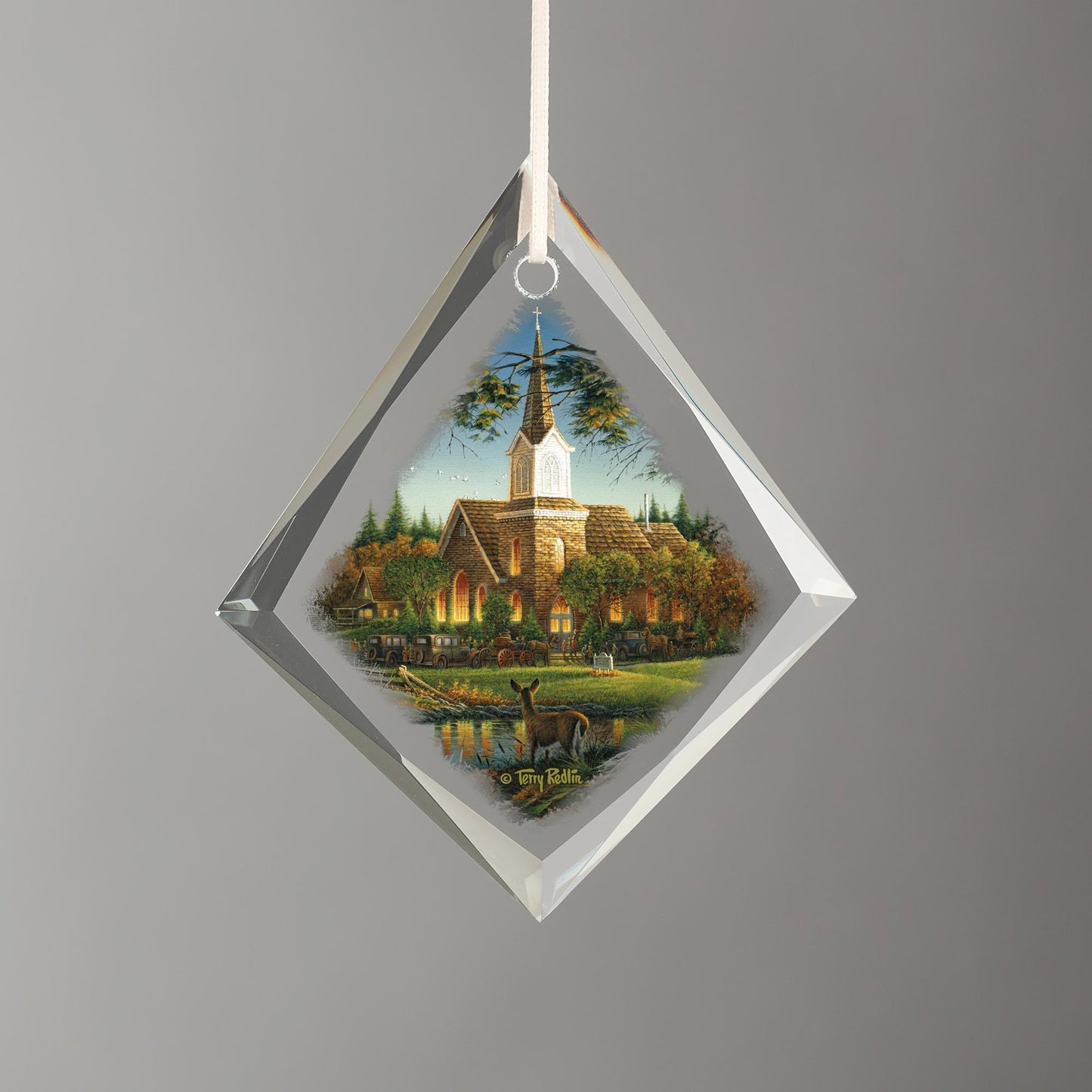 Sunday Morning Tear Drop Glass Ornament - Wild Wings