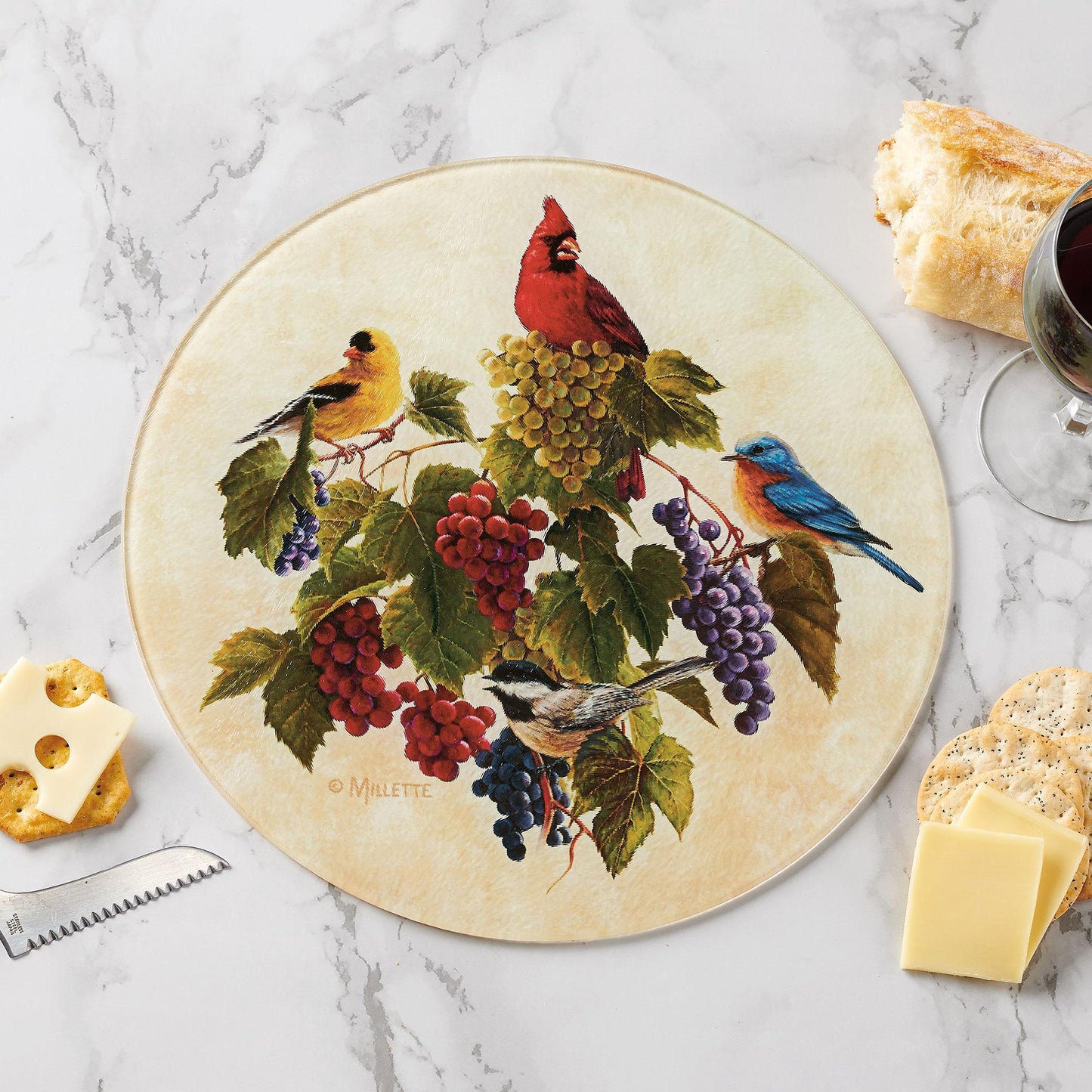 Vineyard - Songbirds Round Cutting Board - Wild Wings