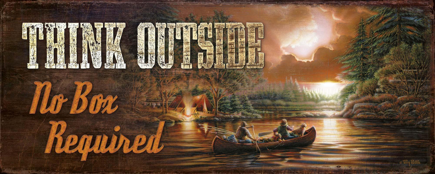 Think Outside, No Box Required 12" x 30" Wood Sign - Wild Wings