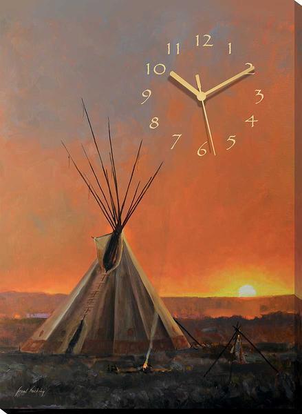 Medicine Man Lodge Canvas Clock - Wild Wings