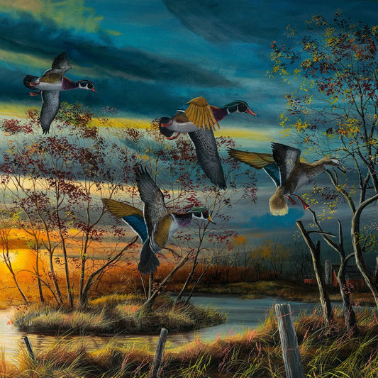 A Marsh & Ducks painting by Wild Wings Artist Jim Hansel 