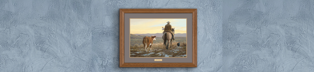 Picture of Cow hand On a Horse with a cow next to them