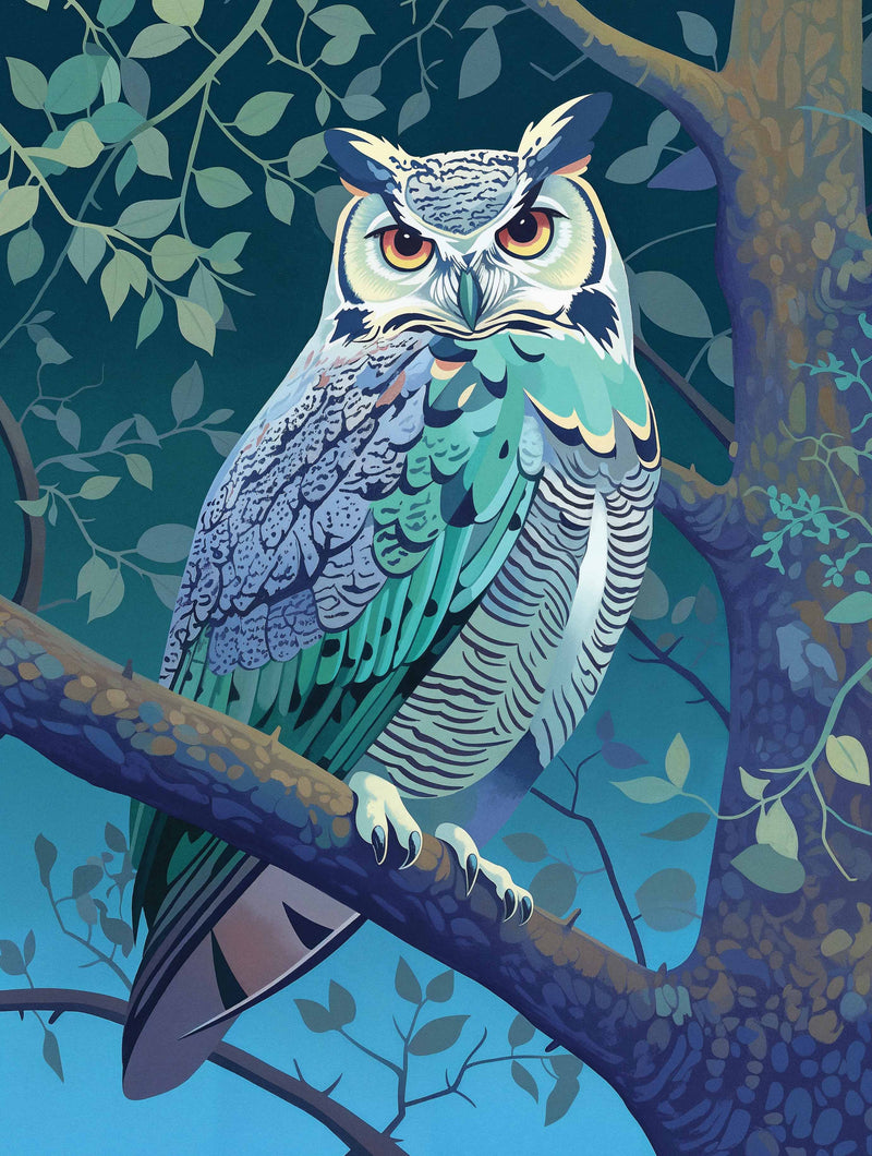 Enchanted Vigil - Owl in Twilight Canopy
