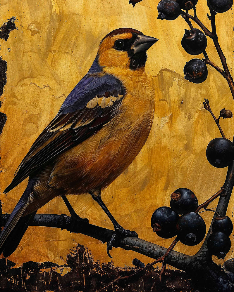 Gilded Harmony - Finch Among Berries