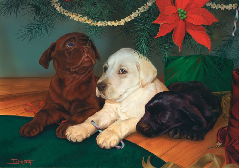 Christmas Angels—Lab Puppies by Larry Beckstein