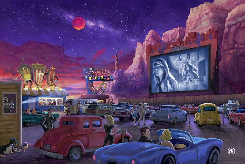 Movie Night on Route 66 (Screams at the Drive-in) by Zac Kinkade
