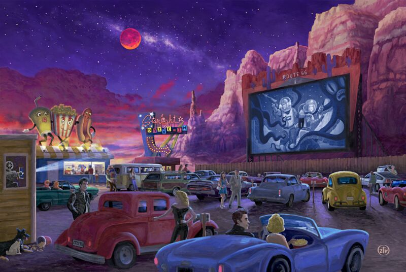 Movie Night on Route 66 (Thriller at the Drive-in) by Zac Kinkade 