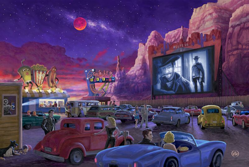 Movie Night on Route 66 (Western at the Drive-in) by Zac Kinkade