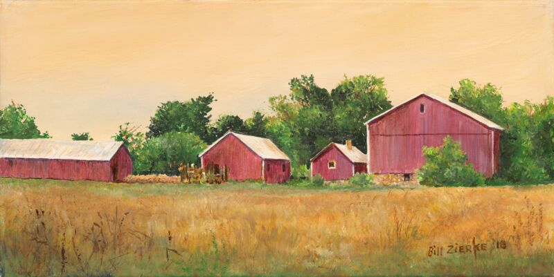 Red Sheds at Twilight