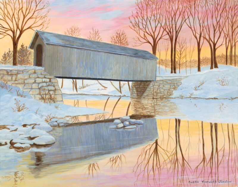 Sun's Pink—Covered Bridge