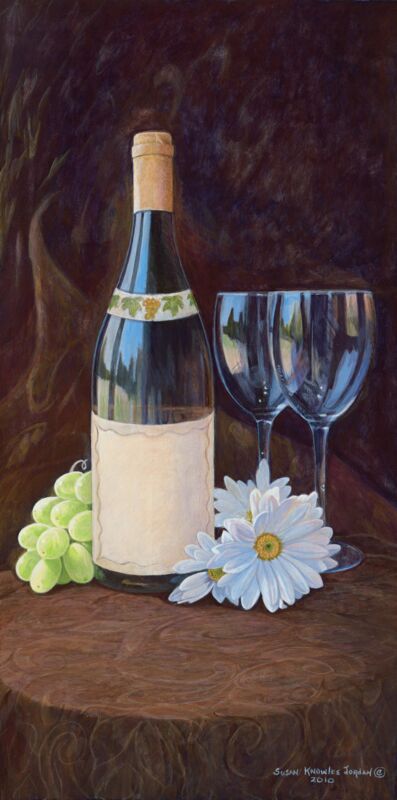 Loves Me—Wine Bottle & Glasses by Susan Knowles-Jordan