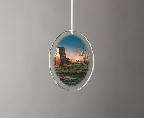 Above the Fruited Plain - America the Beautiful Series - 3.5" x 3" Oval Glass Ornament