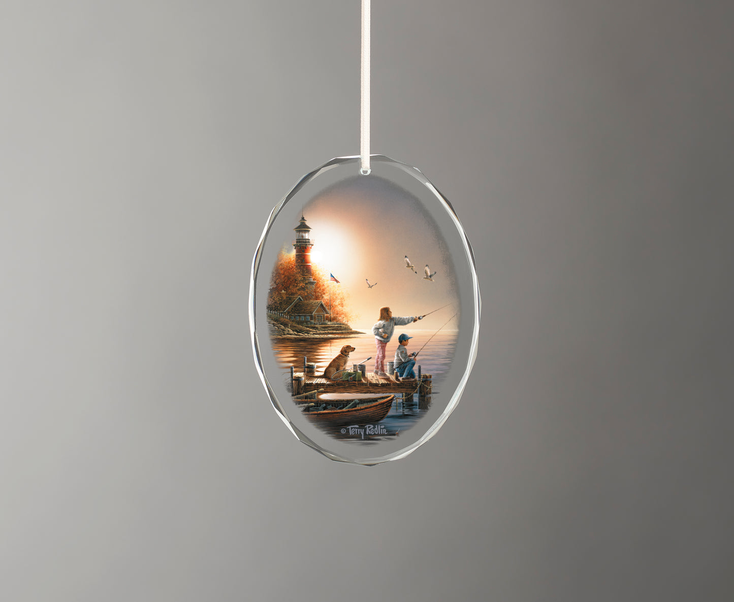 From Sea to Shining Sea - 3.5" x 3" Oval Glass Ornament