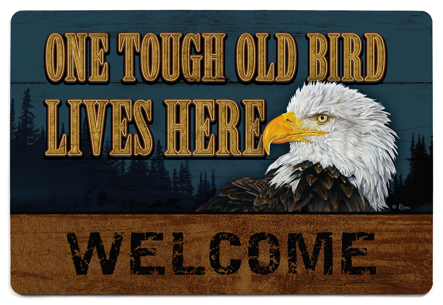 One Tough Old Bird Lives Here - Bald Eagle - 2' x 3' Floor Mat
