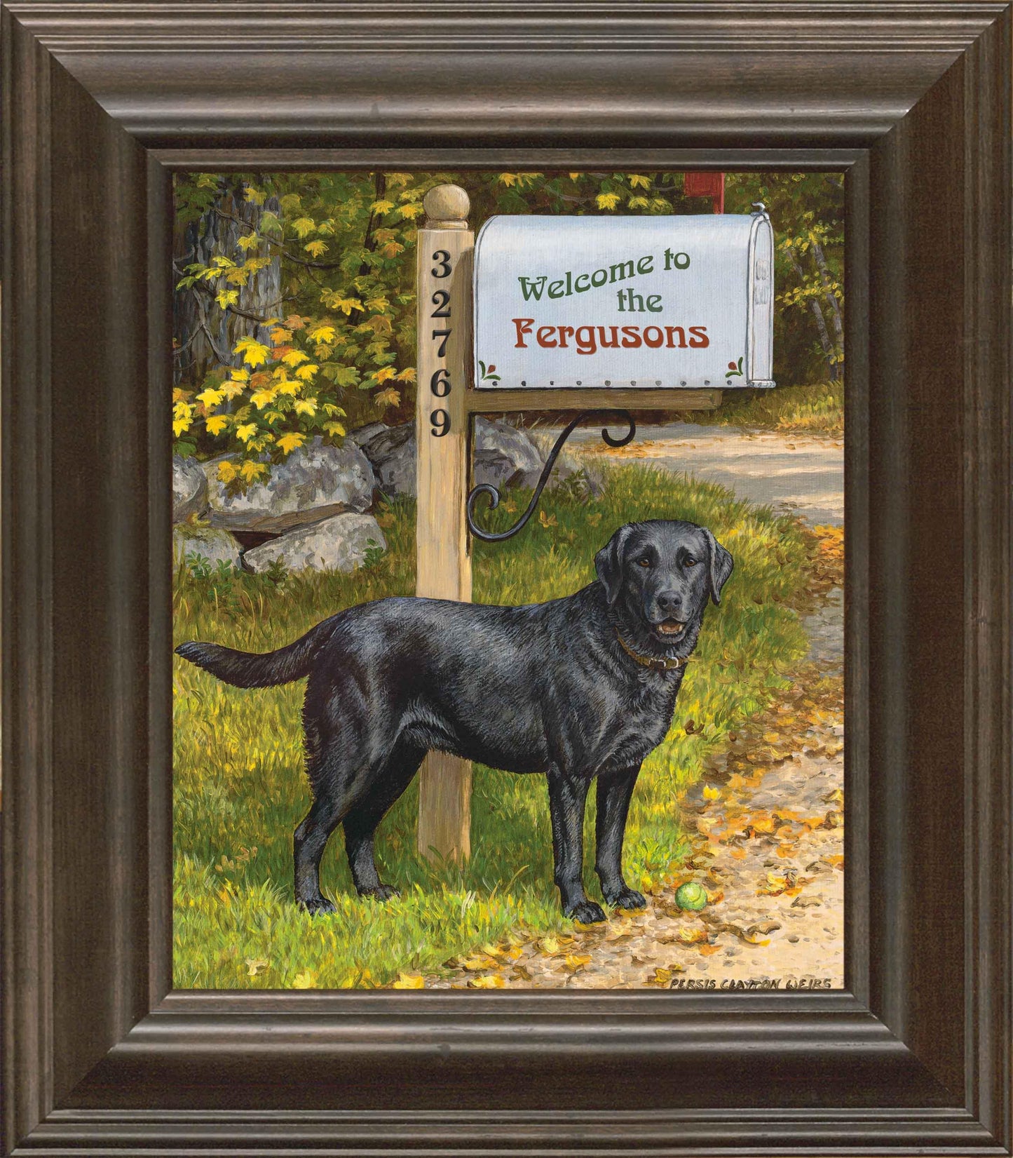 Life's a Ball—Black Lab - Personalized Framed Canvas