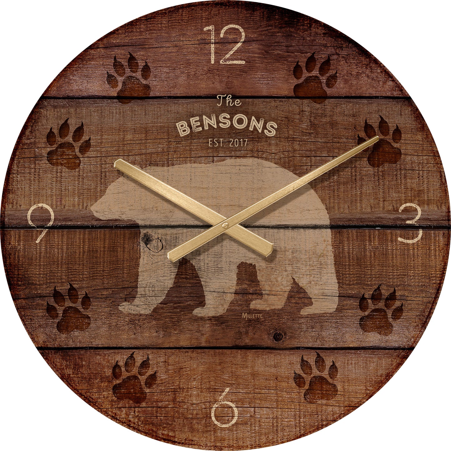 Bear Paw - Personalized 21" Round Clock