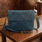 Leather Shoulder Clutch Blue - Handbag