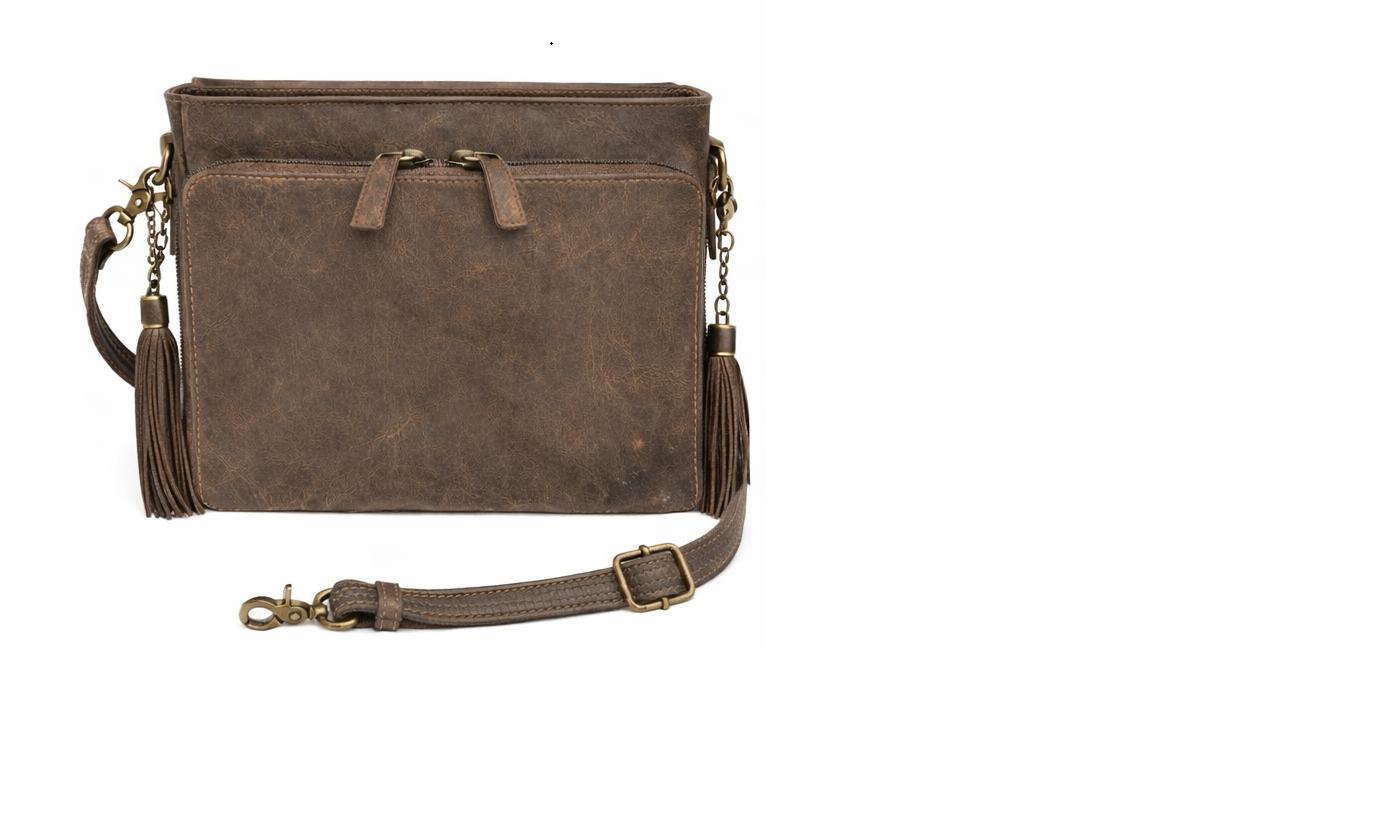 Leather Shoulder Clutch Brown - Handbag