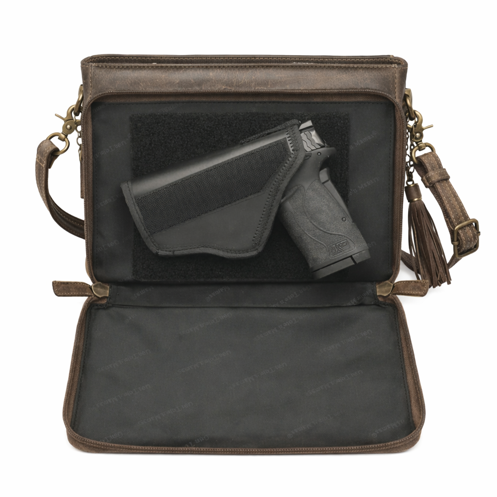 Leather Shoulder Clutch Brown - Handbag