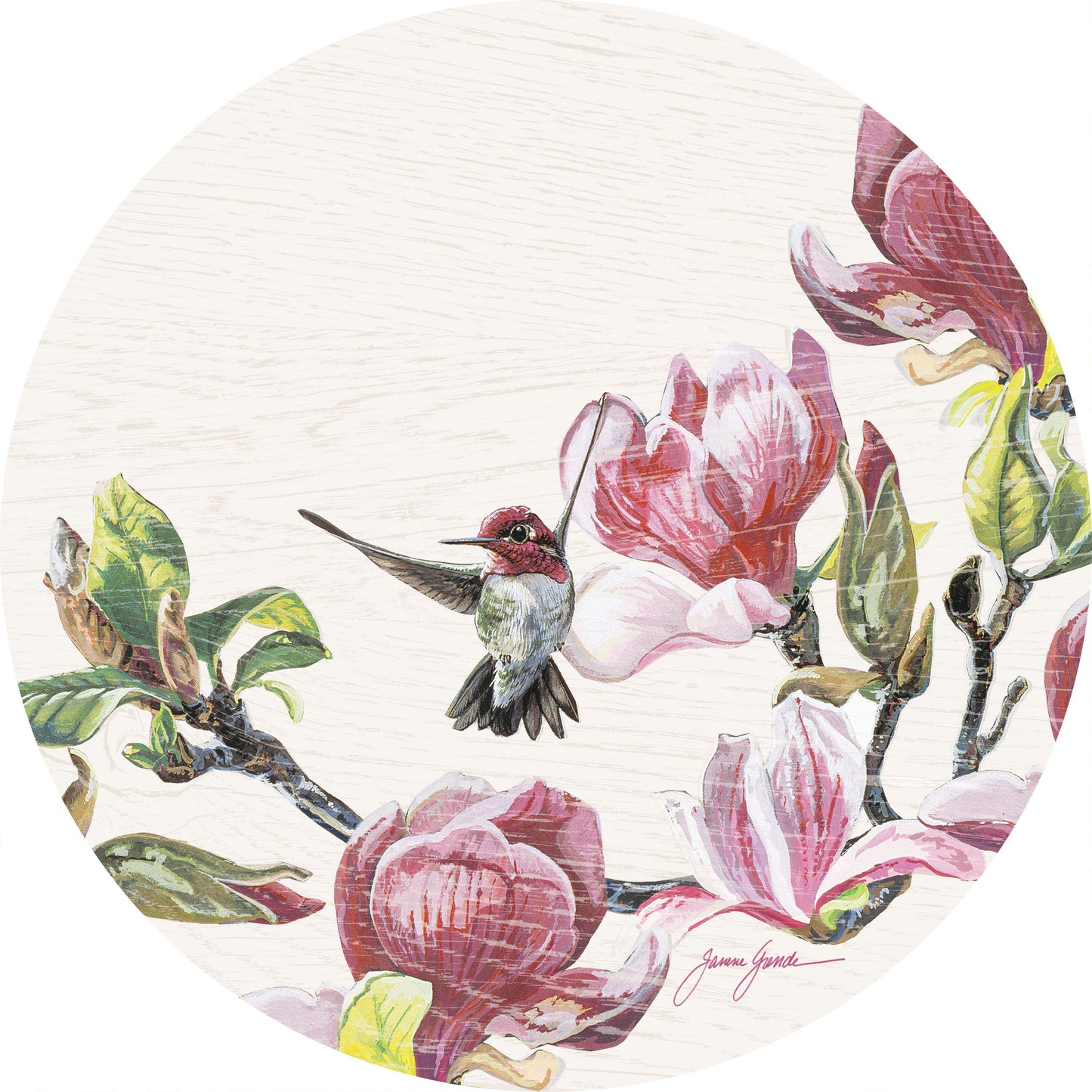 Magnolia Anna's Hummer - 12.5" Round Wood Sign
