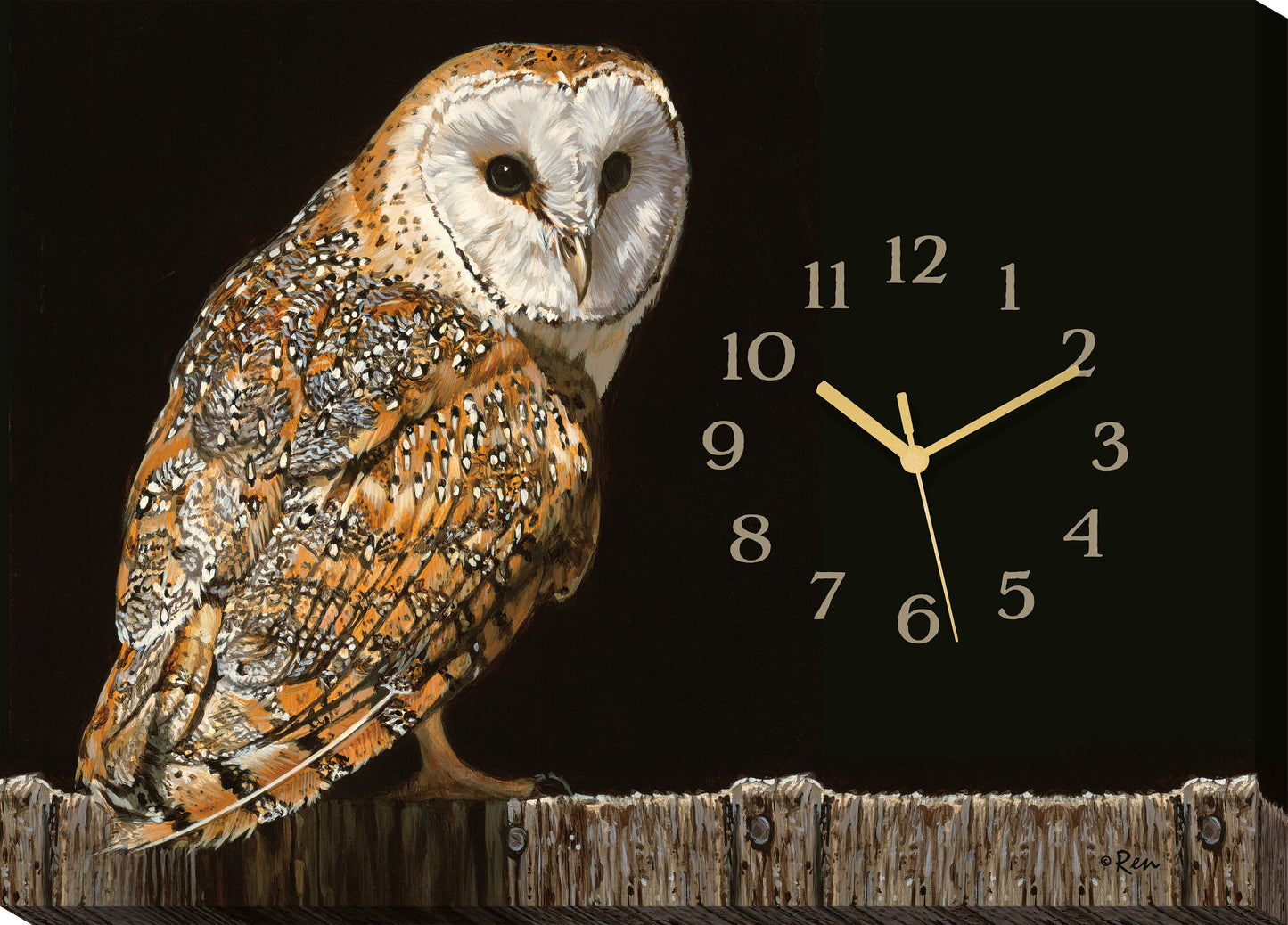 Barn Owl - 13" x 18" Canvas Clock