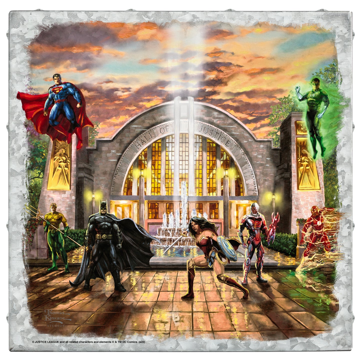 Hall of Justice - 14" x 14" Metal Box Art