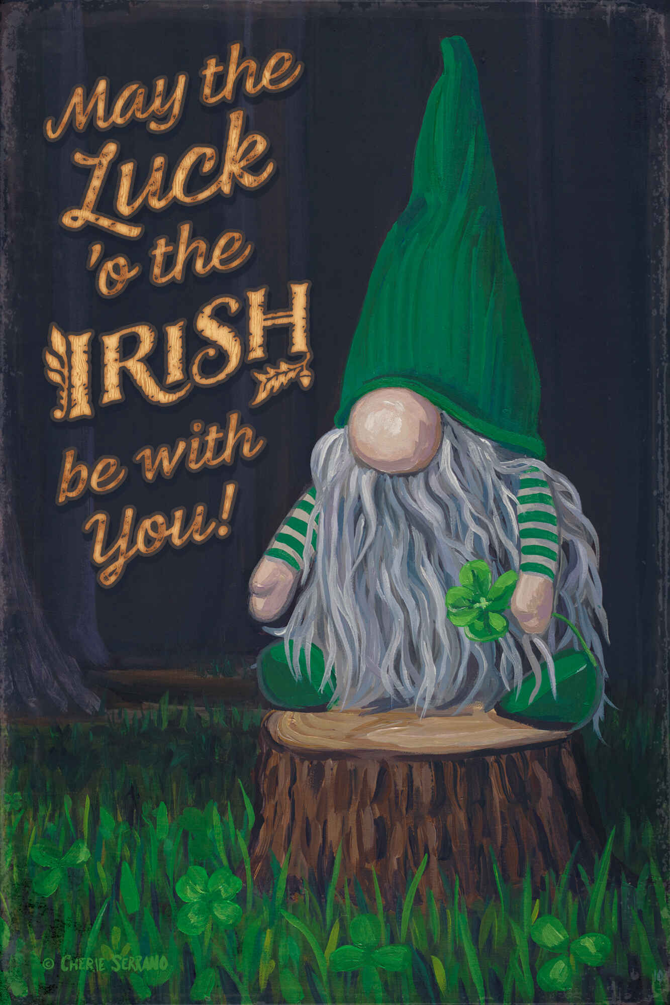 St. Patty's Gnome - 18" x 12" Wood Sign