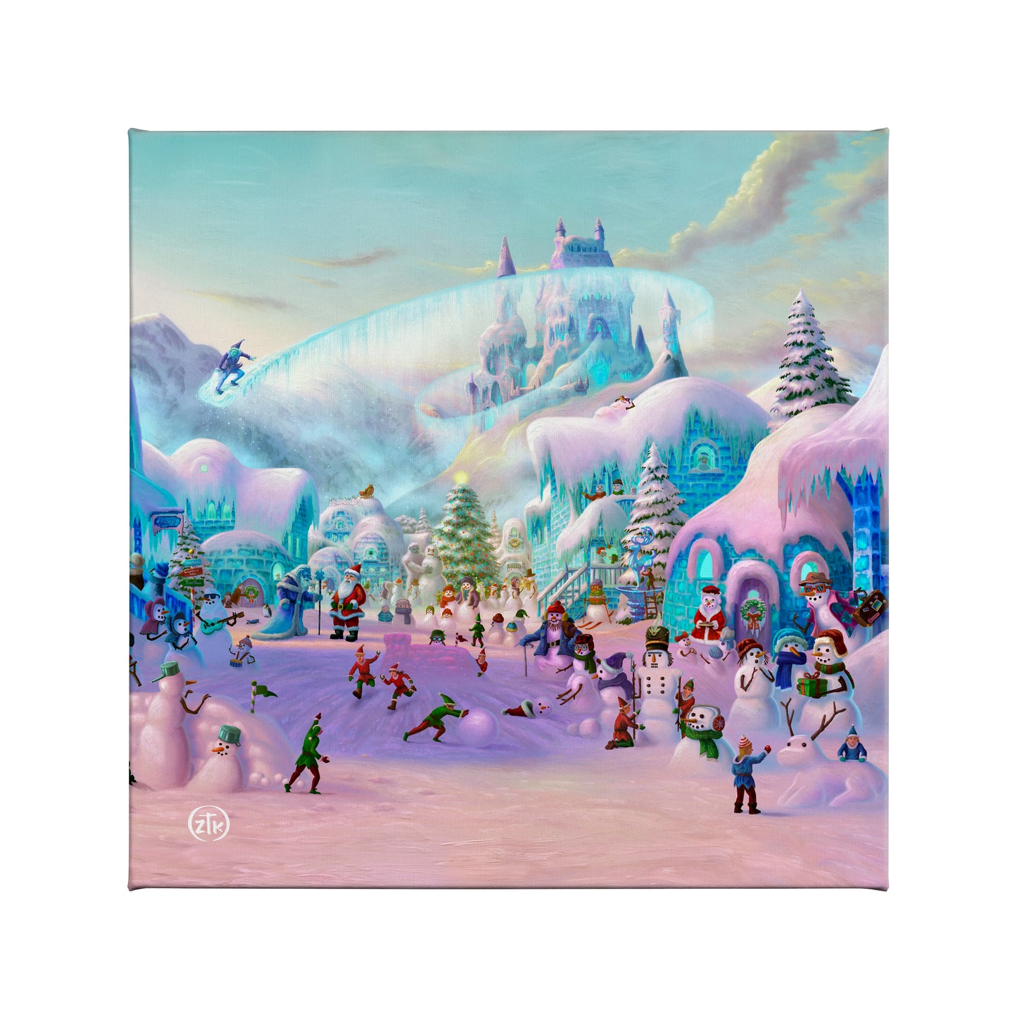 Snowman Sanctuary - 14" x 14" Gallery Wrapped Canvas