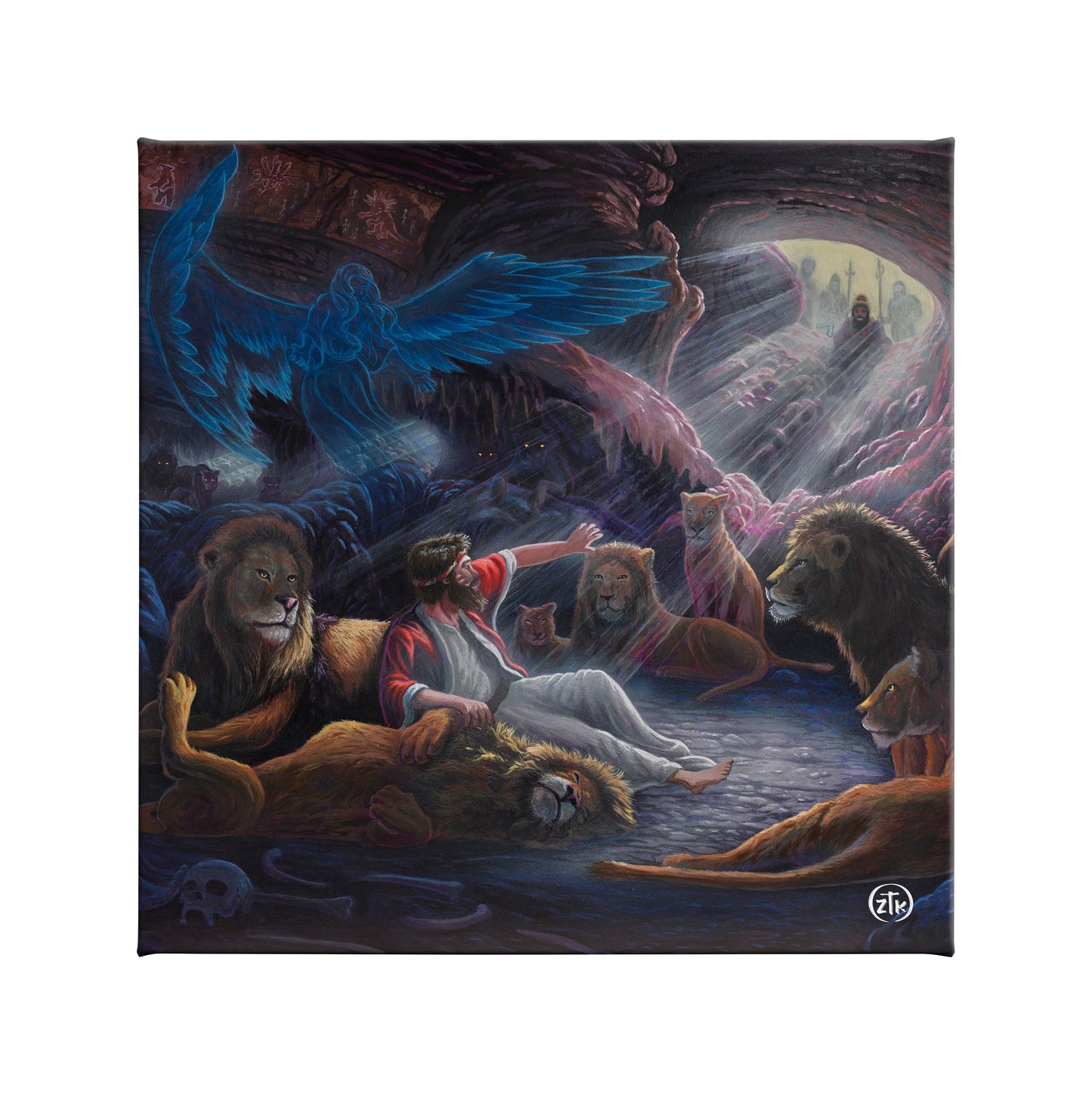 Daniel in the Lion's Den - 14" x 14" Gallery Wrapped Canvas