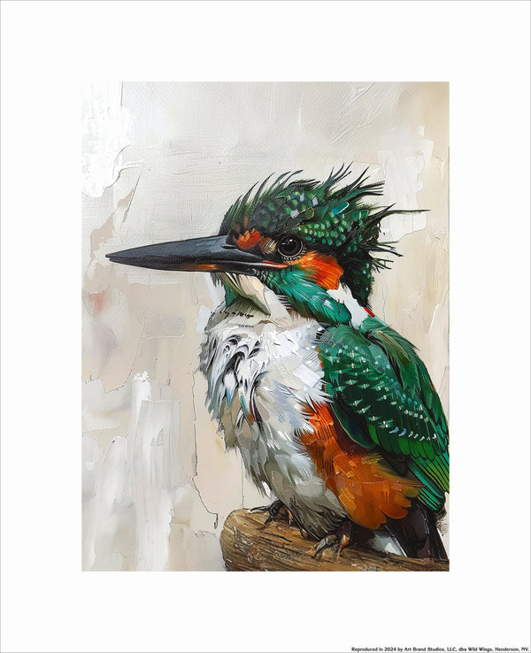 Verdant Gaze - Green Kingfisher - Art Prints