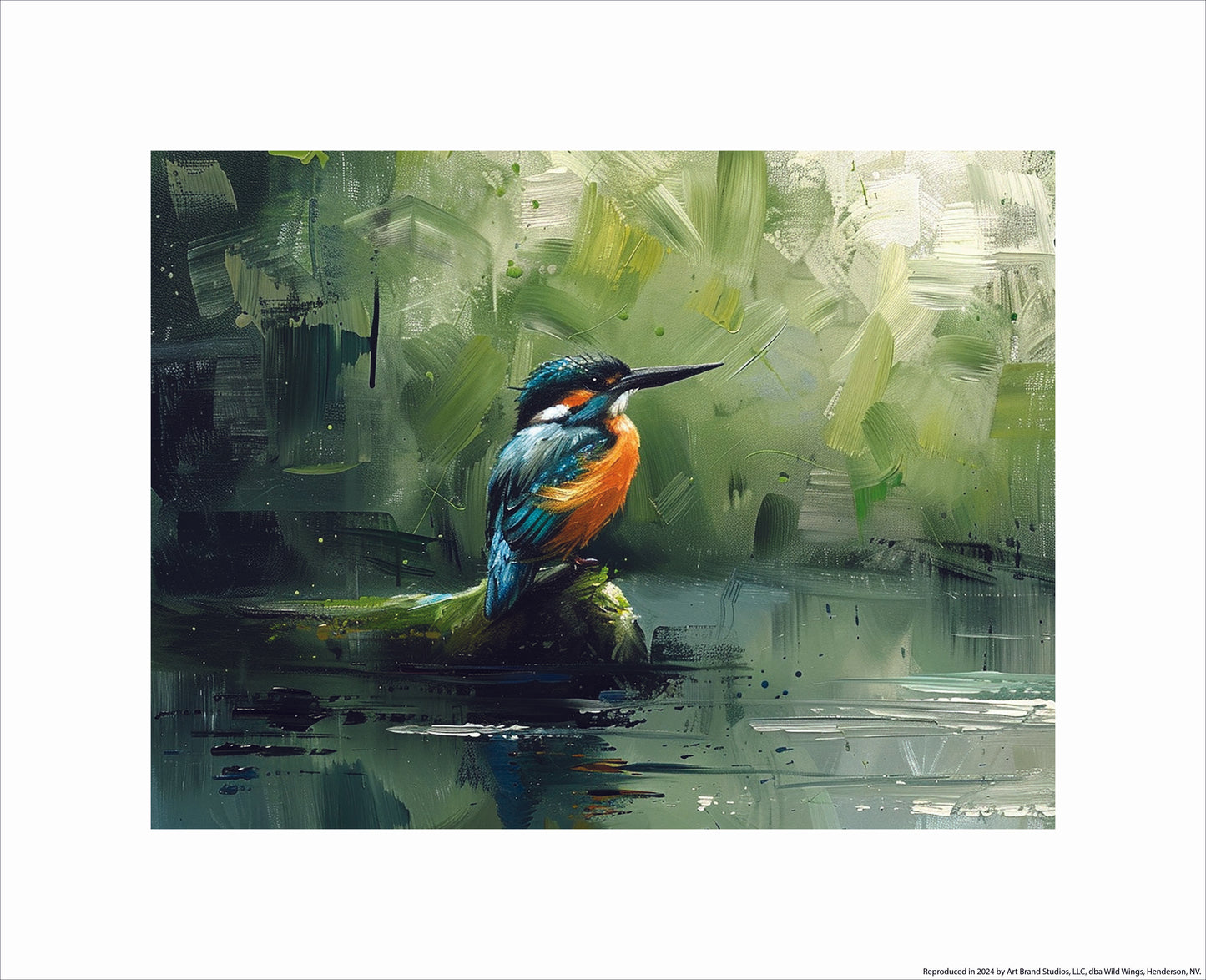 Midnight Perch - Green Kingfisher - Art Prints