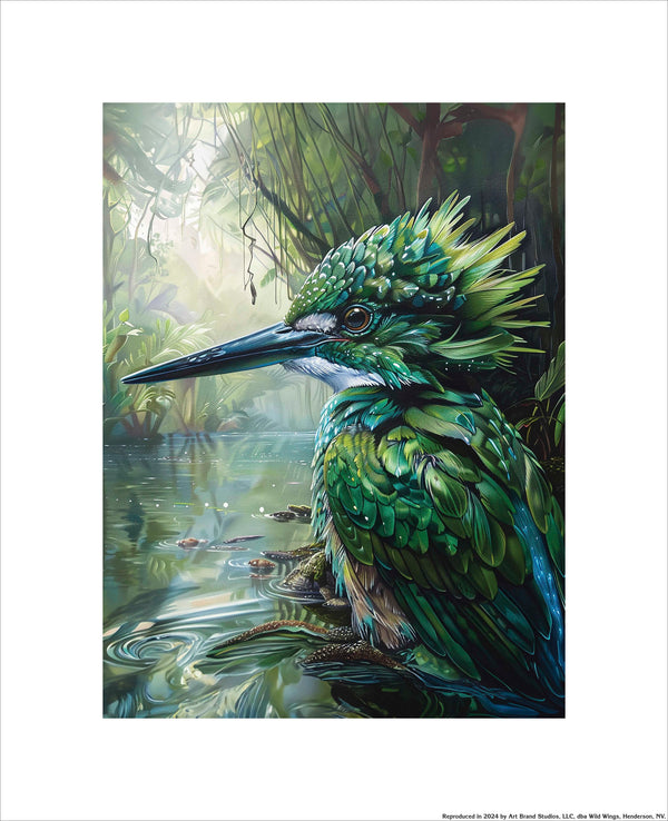 Riverside Respite - Green Kingfisher - Art Prints