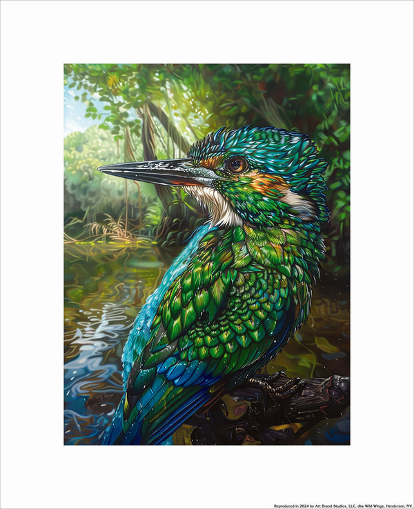 Portrait of a King - Green Kingfisher - Art Prints